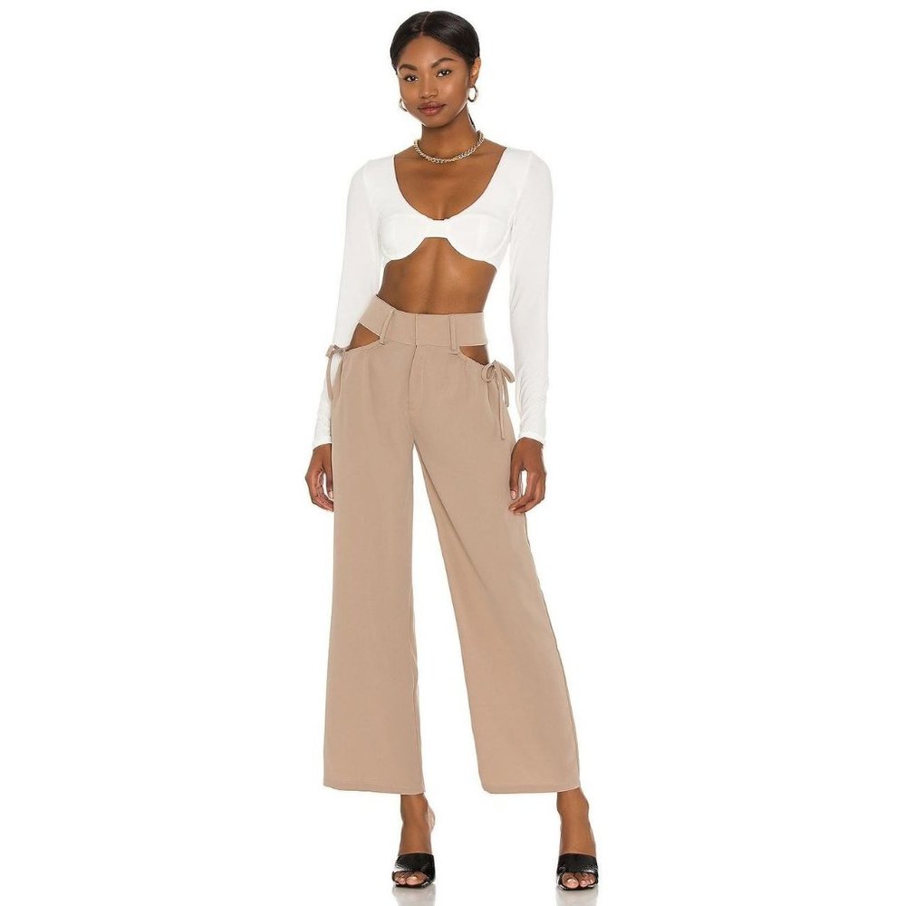 Superdown Benny Cut Out Pants in Khaki X-Small New